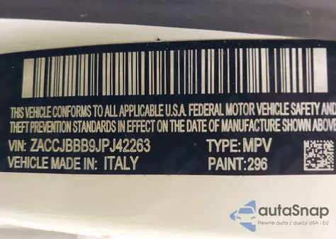 2018 Jeep Renegade Latitude 4X4 from USA, damaged, VIN ZACCJBBB9JPJ42263